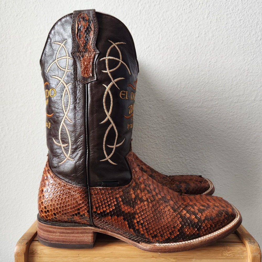 VTG El Dorado Python Western Cowboy Boots US 10.5 handmade León Mexico Muñoz - Picture 6 of 16